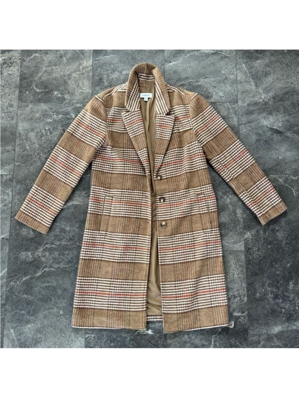 Evereve Rose Coat Brown Heavy Pea Coat Size XS NWOT